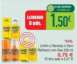 mYm supermercados KAS Limón o Naranja o Zero Refresco con Gas oferta
