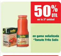 mYm supermercados SOLIS en gama señalizada Tomate Frito oferta