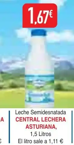 mYm supermercados CENTRAL LECHERA ASTURIANA Leche Semidesnatada oferta