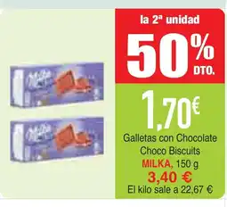mYm supermercados MILKA Galletas con Chocolate Choco Biscuits oferta