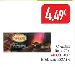 mYm supermercados VALOR Chocolate Negro 70% oferta