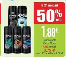 mYm supermercados AXE Desodorante Varios Tipos oferta