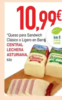 mYm supermercados CENTRAL LECHERA ASTURIANA Queso para Sandwich Clásico o Ligero en Barra oferta