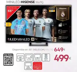 Tien 21 HISENSE Miniled 55u7q oferta