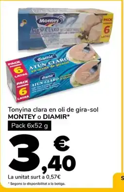 Supeco MONTEY O DIAMIR Tonyina clara en oli de gira-sol oferta