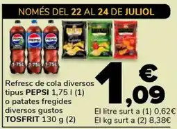 Supeco PEPSI, TOSFRIT Refresc de cola diversos tipus o patates fregides diversos gustos oferta