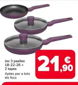 Supeco Joc 3 paelles 18-22-26 + 2 tapes oferta