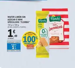 E.Leclerc Florbu - wafer limon sin azucar o mini speculoos oferta