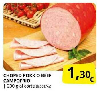 Supermercados MAS Choped Pork O Beef Campofrio oferta