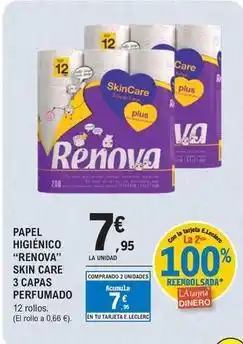 E.Leclerc Renova - papel higienico skin care 3 capas perfumado oferta