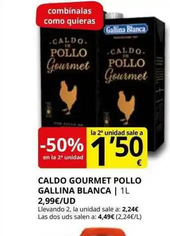 Supermercados MAS -50% En La 2a Unidad Caldo Gourmet Pollo Gallina Blanca oferta