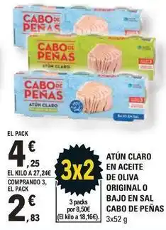 E.Leclerc Cabo de peñas - atun claro en aceite de oliva original o bajo en sal oferta