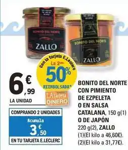 E.Leclerc Del norte - bonito con pimiento de espeleta o en salsa catalana o de japón oferta