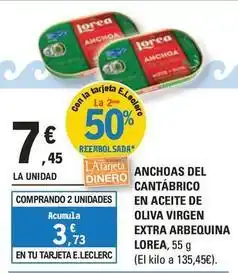 E.Leclerc Loira - anchoas del cantabrico en aceite de oliva virgen extra arbequina oferta