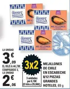 E.Leclerc Grandes hoteles - mejillones de chile en escabeche 8/12 piezas grandes oferta
