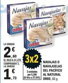 E.Leclerc Orbe - navajas o navajuelas del pacifico al natural oferta