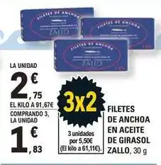 E.Leclerc Zallo - filetes de anchoa en aceite de girasol oferta