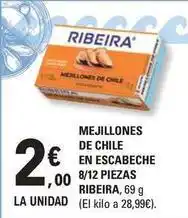 E.Leclerc Ribeira - mejillones de chile en escabeche 8/12 piezas ribeira oferta