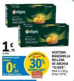 E.Leclerc Eliges - aceituna manzanilla rellena de anchoa oferta
