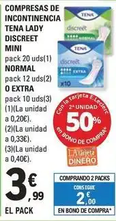 E.Leclerc Tena - compresas de incontinencia discreet mini oferta