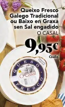 Gadis Queixo fresco galego tradicional ou baixo en graxa sen sal engadido oferta