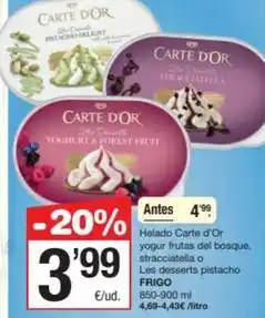 SPAR Fragadis Frigo - helado carte d'or yogur frutas del bosque, stracciatella o les desserts pistacho oferta