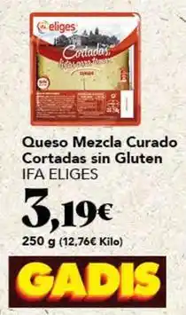 Gadis Ifa eliges - queso mezcla curado cortadas sin gluten oferta