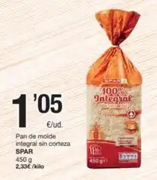 SPAR Fragadis Spar - pan de molde integral sin corteza oferta
