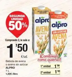 SPAR Fragadis Alpro - bebida de avena o avena sin azucar oferta