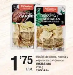 SPAR Fragadis Rikisssimo - ravioli de carne, ricotta y espinacas o 4 quesos oferta