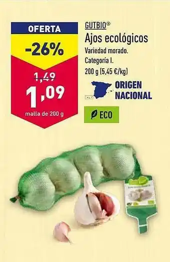 ALDI Gutbio Ajos Ecológicos oferta