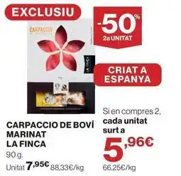 El Corte Inglés La finca - carpaccio de bovi marinat oferta