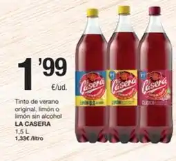 SPAR Fragadis La casera - tinto de verano original, limon o limón sin alcohol oferta