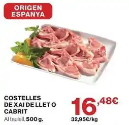 El Corte Inglés Origen - costelles de xai de lleto o cabrit oferta