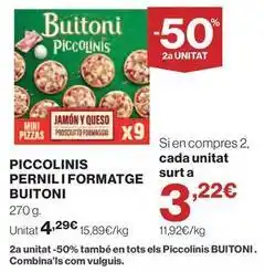El Corte Inglés Buitoni - piccolinis pernil i formatge oferta