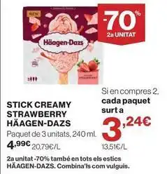 El Corte Inglés Häagen-dazs - stick creamy strawberry oferta