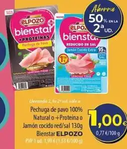 Spar Tenerife El pozo - pechuga de pavo 100% natural o + proteina o jamon cocido red/sal oferta