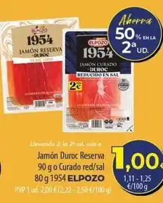 Spar Tenerife Elpozo - jamon duroc reserva 90 g o curado red/sal oferta