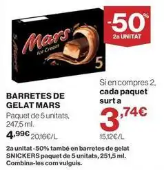 El Corte Inglés Mars - barretes de gelat oferta