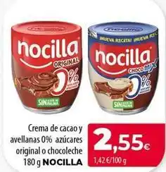 Spar Tenerife Nocilla - crema de cacao y avellanas 0% azucares original o chocoleche oferta