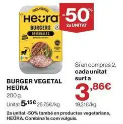 El Corte Inglés Heura - burger vegetal oferta