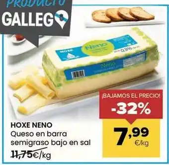 Hoxe neno - queso en barra semigraso bajo en sal