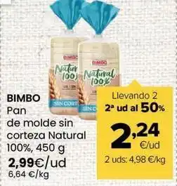 Autoservicios Familia Bimbo - pan de molde sin corteza natural 100% oferta