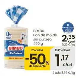 Eroski Bimbo - pan de molde sin corteza oferta