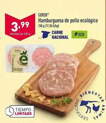 ALDI Coren Hamburguesa De Pollo Ecologico oferta