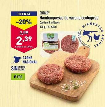 ALDI Gutbio Hamburguesas De Vacuno Ecologicas oferta