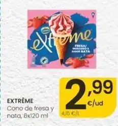 Eroski Extreme - cono de fresa y nata oferta