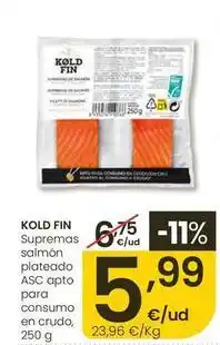 Eroski Kold fin - supremas salmon plateado asc para consumo en crudo oferta
