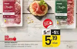 Eroski Eroski maestro - jamón o paleta de cebo ibérico 50% raza ibérica, loncha colocada a mano oferta