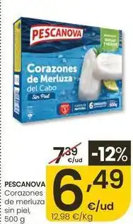Eroski Pescanova - corazones de merluza sin piel oferta